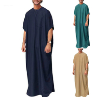 Lelaki panjang jubah pakaian tidur piyama pakaian tidur pakaian Muslim satu warna Arab Jubba Arab Kaftan Abaya Thobe pakaian panjang jubah