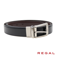 【REGAL】日本原廠經典紳仕真皮針扣式皮帶 黑色(ZR101-A)