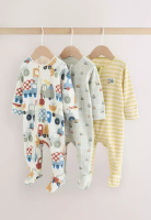 NEXT Two Way Zip Baby Sleepsuits 3 Pack