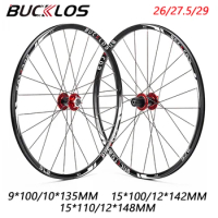 BUCKLOS MTB Wheelset 26/27.5/29 Aluminum Alloy Mountain Bike Wheelset QR TA MTB Bicycle Wheels Rim 135/142/148MM Bike Part