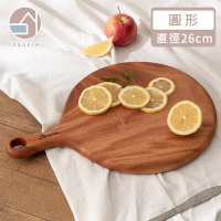 韓國SSUEIM 桃花心木製把手圓形砧板/托盤25cm