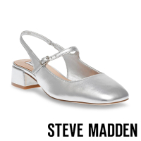 【STEVE MADDEN】MARJORIE 方頭前包繞踝涼跟鞋(銀色)
