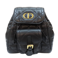 【二手名牌BRAND OFF】Dior 迪奧 黑色 籐格紋 羊皮 Caro黑色 小型後背包