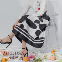 【MEDUSA 曼度莎】現貨-黑白圓點腰帶寬裙（M-XL）｜女短裙 中長裙 附腰帶(101-3120C)