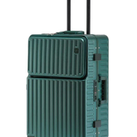 Travel Suitcase Aluminum Frame Suitcase Black Trolley Case Multi Function Carry on Luggage Laptop Pocket Boarding Case