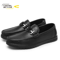 Camel Active Men Loafers Autumn New Retro Black Breathable Man Genuine Leather Men's Trend Casual Shoes DQ120200