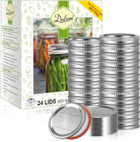 Dalzom ®   48Pcs Canning Lids with Rings Regular Mouth Premium Mason Jar Lids with Bands/Rings for B