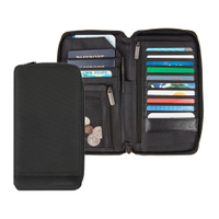《TRAVELON》網拼拉鍊防盜證件護照夾(黑) | RFID防盜 護照保護套 護照包 多功能收納包