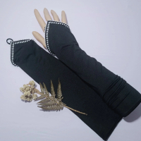 HANDSOCK CINCIN RENDA KOMBINASI RENDA HITAM PUTIH/handsock tangan muslimah