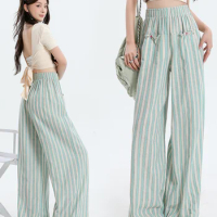 Pants Women Casual Simple Cozy Streetwear Fashion Trousers All-match Korean Style Baggy Mint Mambo A