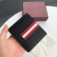 Bally Classic Men S Wallet Men S Brown Oil Waxed Leather Genuine Leather Wallet Black Red White Stri