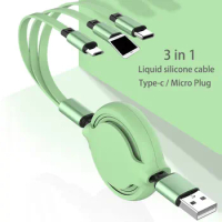 Retractable Usb Charge Cable For Samsung S8 S10 Soft Liquid Silicone Type-c Fast Charge Cable For Huawei Mate20 P30 Oppo Vivo