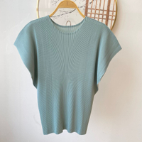 9117 Versatile Casual Crew Neck T-Shirt Summer Miyake Pleated Basic Model One Size (45-75kg)