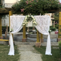 外景旅拍婚紗攝影道具白色蕾絲紗簾拱門花架創意婚禮場景拍照道具
