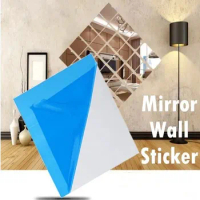 10Pcs Square Mirror Wall Sticker Acrylic Bedroom Living Room Window Sticker Wall Sheet Tiles Home Decor 10x10cm