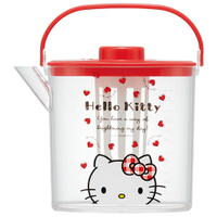 小禮堂 Hello Kitty 日製 手提透明冷水壺 耐熱水壺 飲料壺 1.2L (紅蓋) 4973307-498862