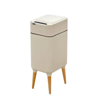 【ELPHECO】不鏽鋼高腳雙開除臭感應垃圾桶15L ELPH9910U 白色(太空艙雙開/窄身設計/窄小空間)