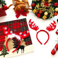 買一送一 聖誕節飾品 聖誕頭飾聖誕節飾品發飾可愛鹿角發箍甜美小鹿麋鹿頭箍搞怪發卡女 交換禮物