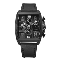 Expedition Jam Tangan Pria Expedition Chronograph E 6636 BC LIPBA Men Black Dial Black Leather Strap