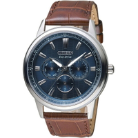 CITIZEN 星辰錶 GENT'S引領時刻光動能腕錶(BU2071-10L)-44mm-藍面皮革【刷卡回饋 分期0利率】【APP下單22%點數回饋】
