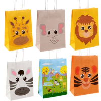 1PC Animal Candy Package Bags Cartoon Tiger Giraffe Biscuit Bags for Kids Boy Happy Birthday Wild Animal Party Decorations