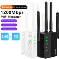 1200Mbps Wireless WiFi Repeater 2.4G&amp;5GHz Wifi Amplifier Extender 4 Antenna Router Network Signal Amplifier For Office Home