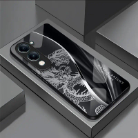 For vivo Y04 Tempered Glass Phone Case - Dragon Pattern, Explosion & Shock Proof, Luxury Design, Sym