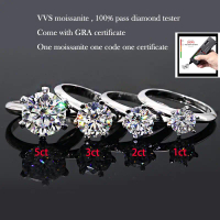 【100% Real ] Classic T shaped 925 Sterling  White Gold Plated Jewelry 1ct 2ct   Ring Diamond Engagem
