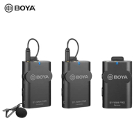BOYA 2.4G Wireless Microphone System Dual Transmitters+One Receiver w/ Hard Case for DSLR Camera Smartphone Recording Interview