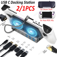 2/1PCS For Steam Deck Docking Station with Fan 4K 60HZ HDMI-compatible USB3.0 2.0 PD Fast Charging for Asus ROG Ally Consoles