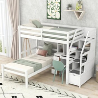 Twin Size Loft Bed with a Stand-alone Bed,Storage Staircase,Desk,Shelves and Drawers,Multi-functional Loft Bed Can sleep &amp; study