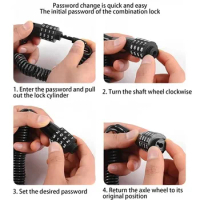 Bicycle Password Safety Lock Portable Resettable Helmet Wire Lock Mountain Bike Backpack Lock Anti-theft Bike Lock