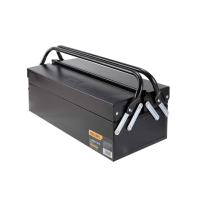 【Deli 得力】18吋二層鐵製工具箱(黑)