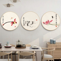 心經畫 心經掛畫 壁畫 裝飾畫新中式玄關掛畫客廳餐廳壁畫藝術水墨花鳥中國風寓意好圓形裝飾畫