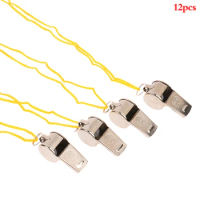 1/12pcs Metal Whistle Referee Sport Rugby Stainless Steel Whistles Soccer Football Basketball Training School Cheerleading Tools