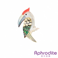 【Aphrodite 愛芙晶鑽】天然鮑魚貝鑲嵌可愛啄木鳥造型胸針(鮑魚貝胸針 啄木鳥胸針)