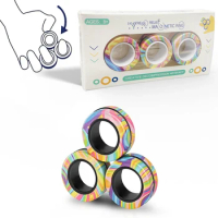 Magnetic Rings Fidget Toy Set, Idea ADHD Anxiety Decompression Magnetic Fidget Toys Adult Fidget Spinner Rings for Relief