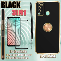 เคสโทรศัพท์ 3-in-1 สำหรับ Itel Vision 2 S16 Pro เคสโทรศัพท์ชุบด้วยไฟฟ้าพร้อมฟิล์มเซรามิกและที่ใส่แหว