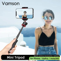 Vamson Selfie Stick Foldable Mini Tripod for IPhone Smartphone Monopod for Insta360 X3 One X2 GoPro 11 DJI OSMO Action Camera