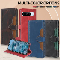 Magnet Buckle Leather Wallet Flip Cover For Google Pixel 8 7 6 Pro 8A 7A 6A 5A 4A 5 XL Multi Card Cover Contrasting Color Case