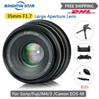 Brightin Star 35mm F1.7 Large Aperture Lens Fixed Focus Mirrorless Camera For Canon EOS-M Olympus Panasonic M4/3 SONY E FUJI X
