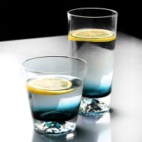 藍色日式富士山玻璃杯創意雪山杯網紅ins櫻花威士忌酒杯冰山杯子