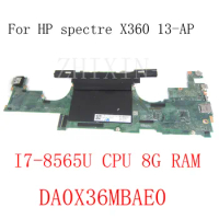 For HP SPECTRE X360 13-AP Laptop Motherboard With i7-8565U Cpu + 8GB RAM L37640-601 DA0X36MBAE0 Working Good