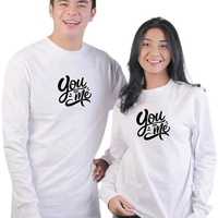 Kaos You Me Dewasa Pasangan Couple Pria Wanita Lengan Pendek Panjang(HARGA SATUAN/COD) M putih panja