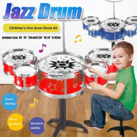 Musical Instrument Toy For Children 5 Drums Simulation Jazz Drum Kit with Drumsticks Educational Musical Toy for Kids Gifts