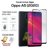 Antigores 9D untuk OPPO A5 (2020) Full Layar List Hitam 9D Tempered Glass Bening HD 9H Anti-fingerpr
