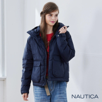 【NAUTICA】女裝 品牌LOOGO保暖連帽外套(深藍)