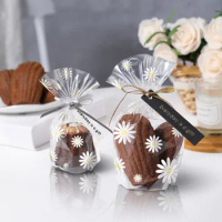 50/100pcs Daisy Candy Cookie Bags Clear plastic Biscuit Baking Packing Bag Wedding Birthday Party baby shower DIY Gifts Wrapping
