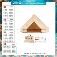 VEVOR Canvas Bell Tent 4 Seasons 3/4/5/6/7m Yurt Tent Canvas Tent for Camping with Stove Breathable Tent Holds up to 8 People