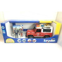 【Fun心玩】RU2596 麗嬰 德國製造 BRUDER 1：16 路虎消防越野車+聲光+人偶組 兒童 大型 汽車 玩具